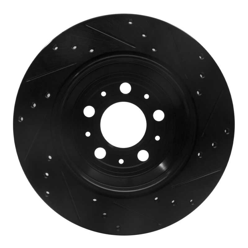 Volvo XC90 Brake Rotor (1) - Rear Left - R1 Concepts - Drilled & Slotted - Black - `03-`14